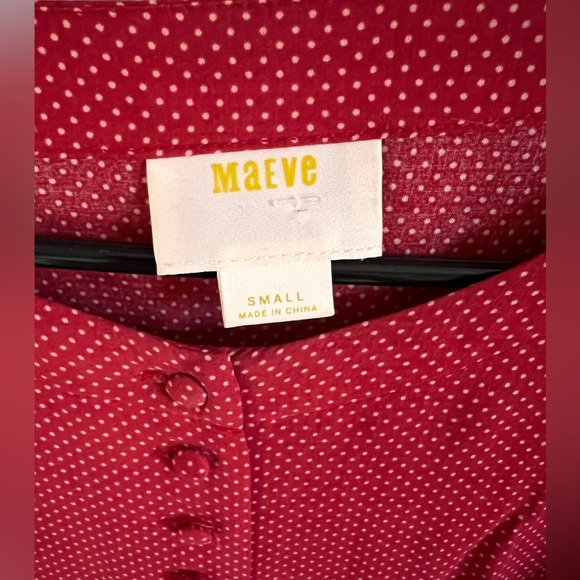 Anthropologie, Maeve: Buttons Red White Polka Dot Dolman Retro Ingenue Top—Small - Picture 3 of 5